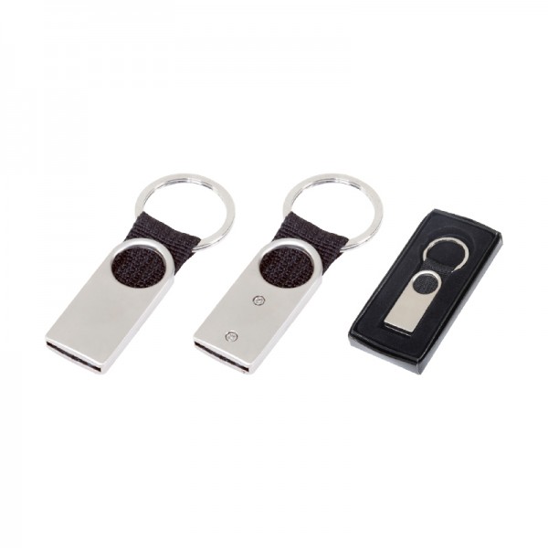 222 Krom-Siyah Tek Taraflı Metal Suni̇ Deri̇ Anahtarlık