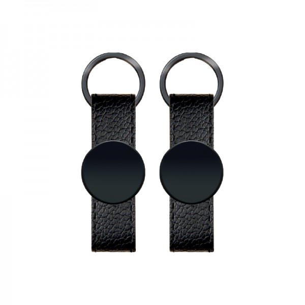 2405 Siyah Çift Taraflı Metal Suni̇ Deri̇ Anahtarlık