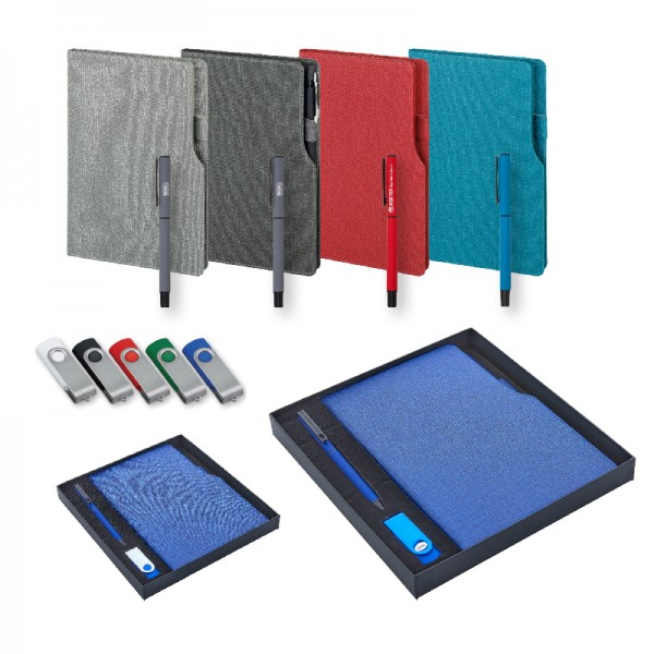 2320-K Turkuaz Defter & Kalem & Usb Set