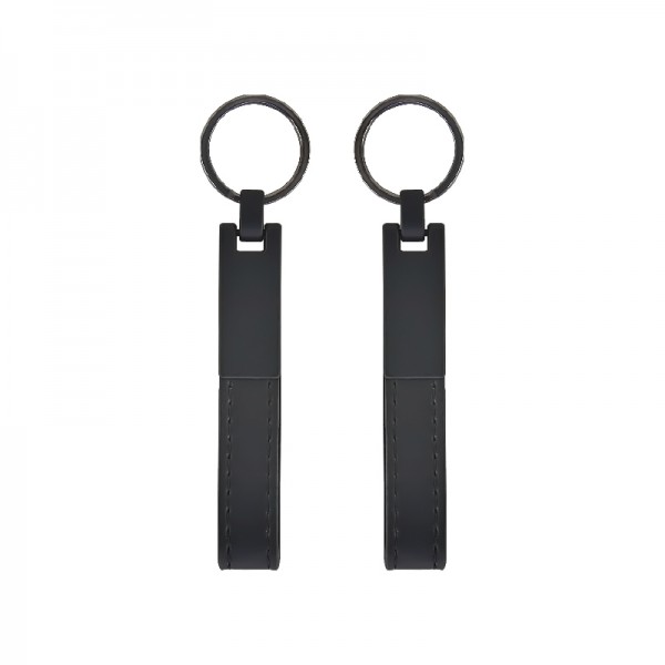 2412 Siyah Çift Taraflı Metal Suni̇ Deri̇ Anahtarlık