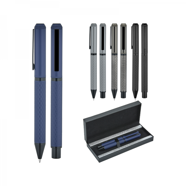 1254-RT Siyah Metal Roller & Tükenmez Kalem Seti